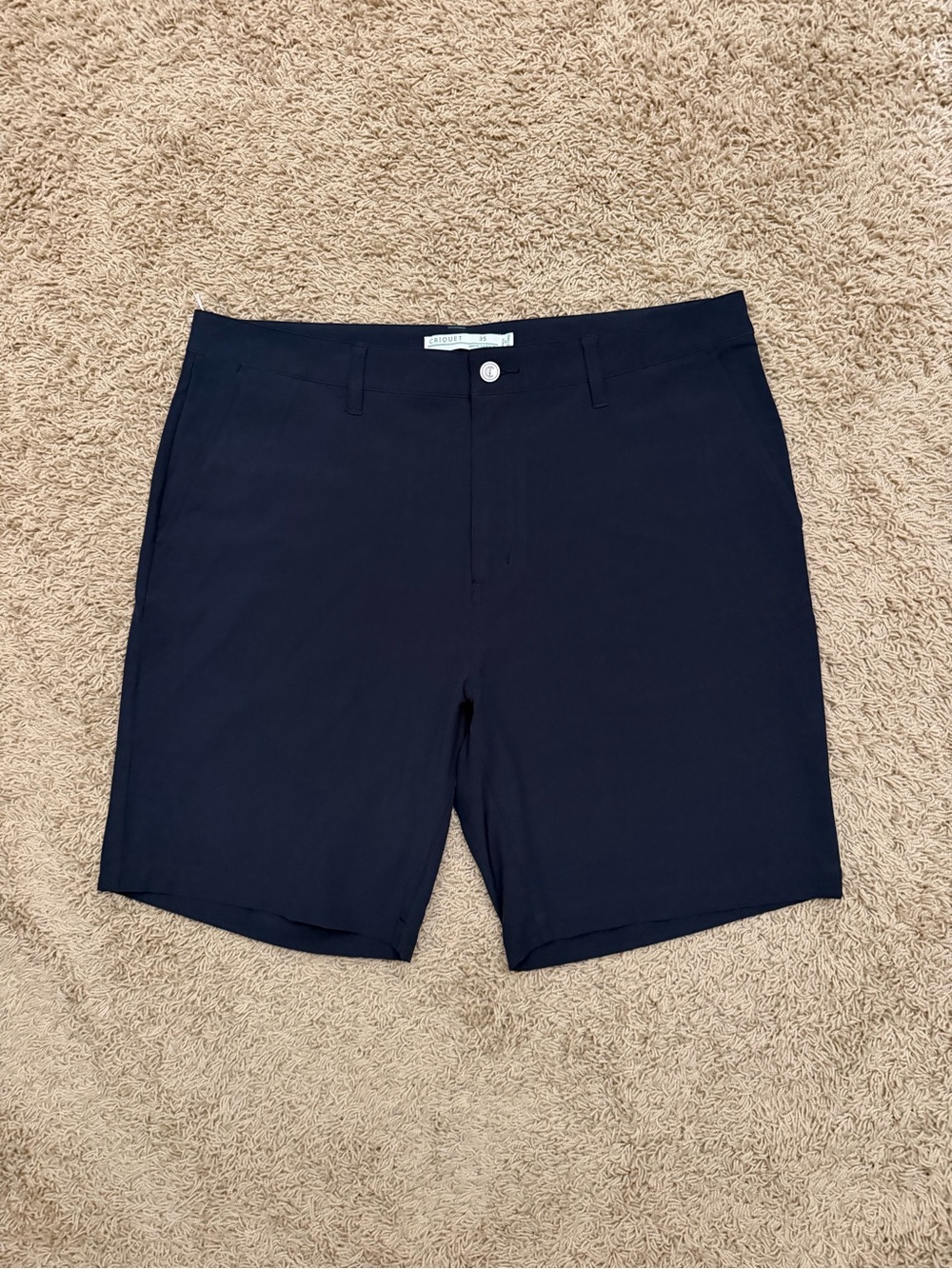 NWOT Criquet Shorts Mens 35 Navy Blue Anytime Lightweight Perfomance Chino Golf